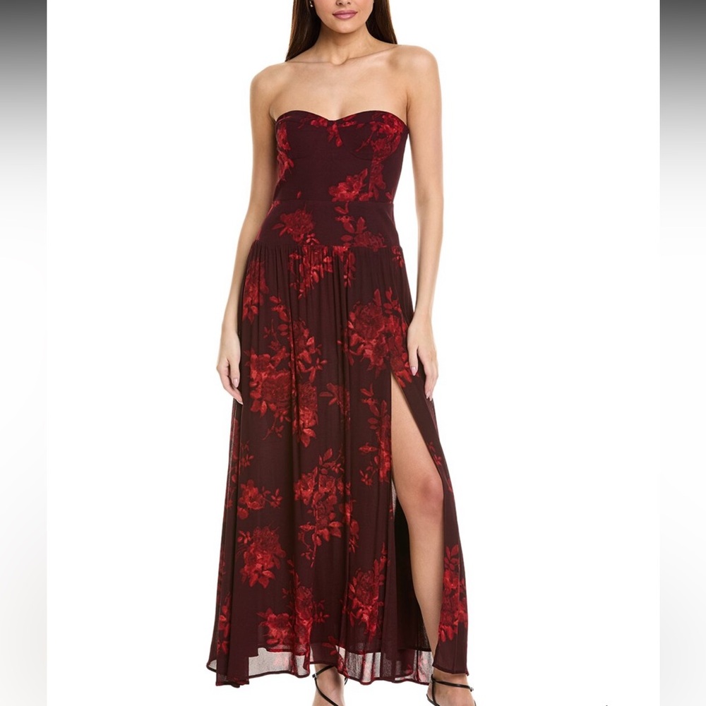 Elegant Red Floral Maxi Dress
